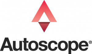 Autoscope, logo, white background.